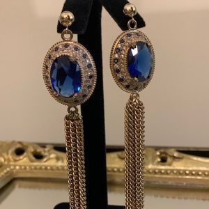 Artisan crystal & chain tassel earrings